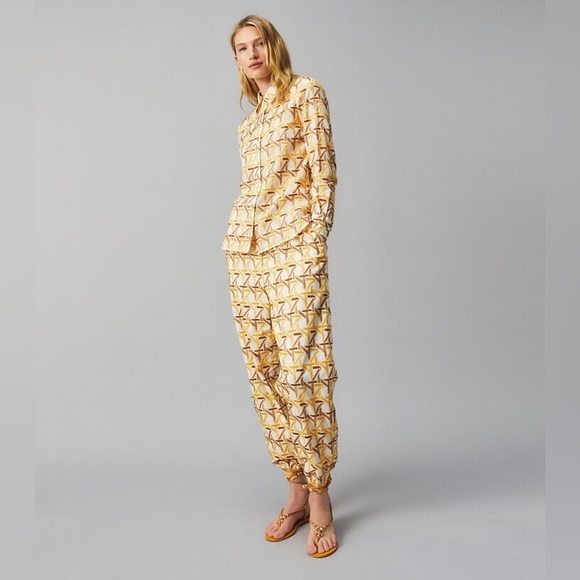 NWT Tory Burch Embroidered Cinched Cotton Ankle Pant - Picture 3 of 6